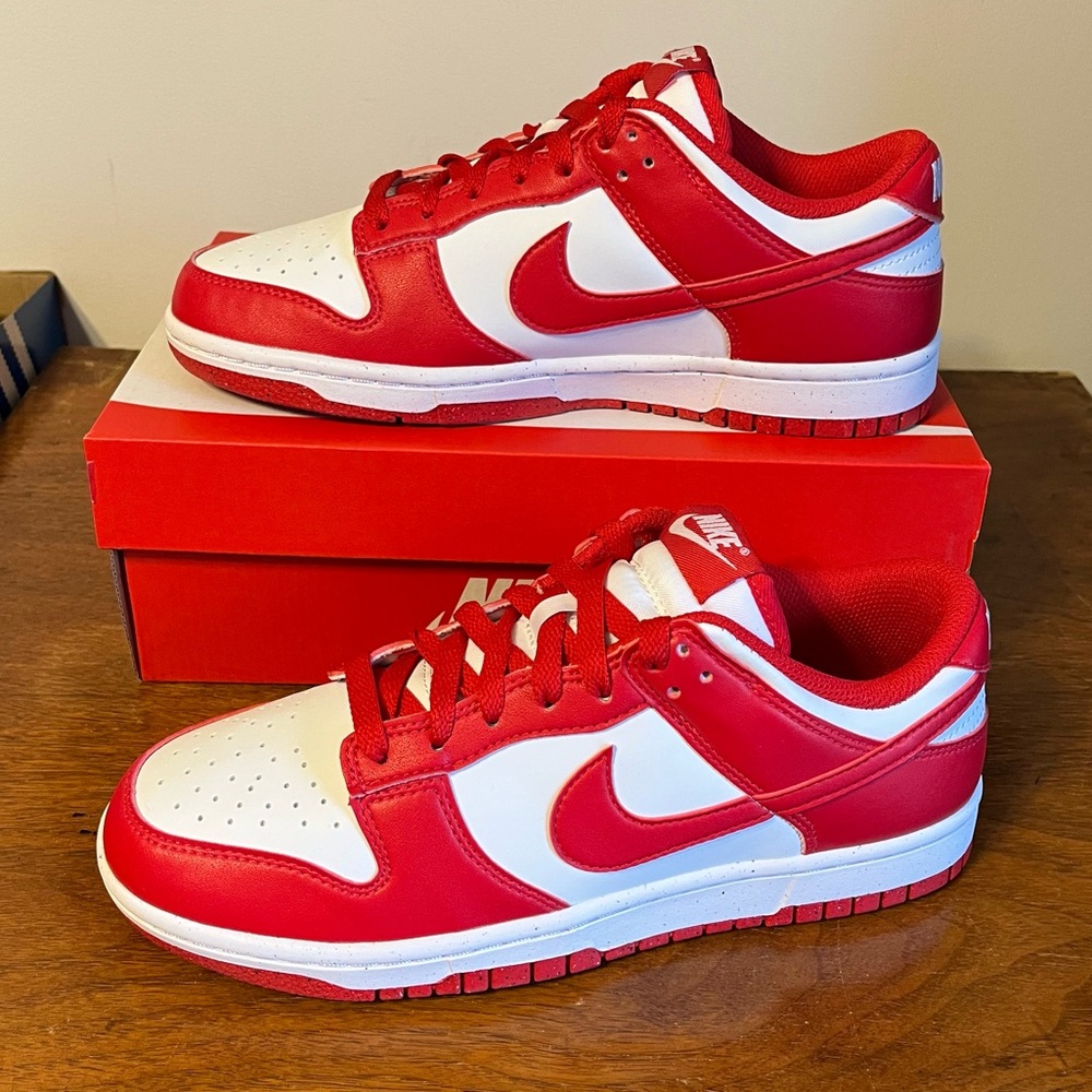 NIKE Women's White Red Dunk Low Next Nature